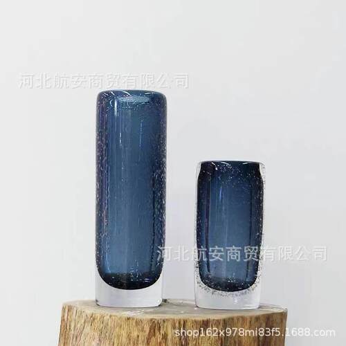 现代简约创意加厚玻璃气泡玻璃花瓶花器花插样板房桌面玄关摆件
