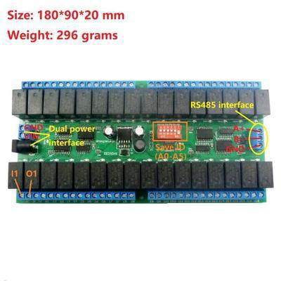12V32通道RS485继电器ModbusRTU协议串口遥控开关PLC控制板