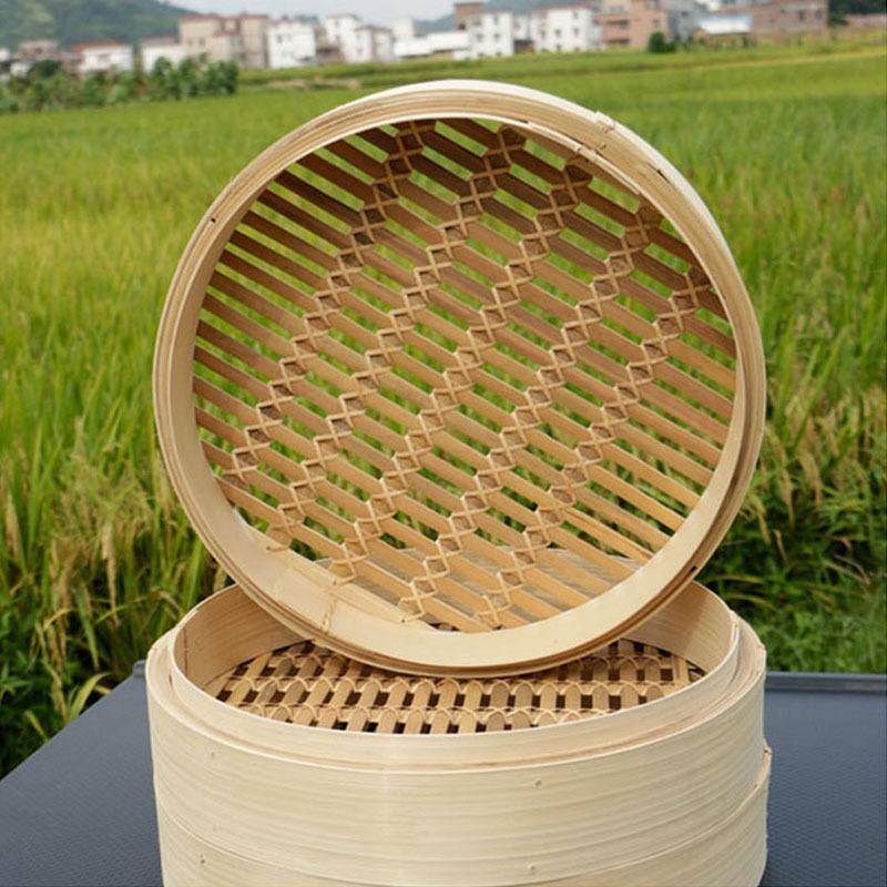 。铁锅蒸笼竹制大号家用大蒸笼屉竹蒸屉商用多层竹子蒸笼三笼一盖