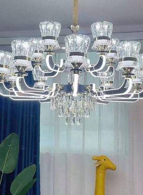 新款客厅灯2023轻奢水晶吊灯灯臂发光卧室餐厅灯LED超亮节能灯具