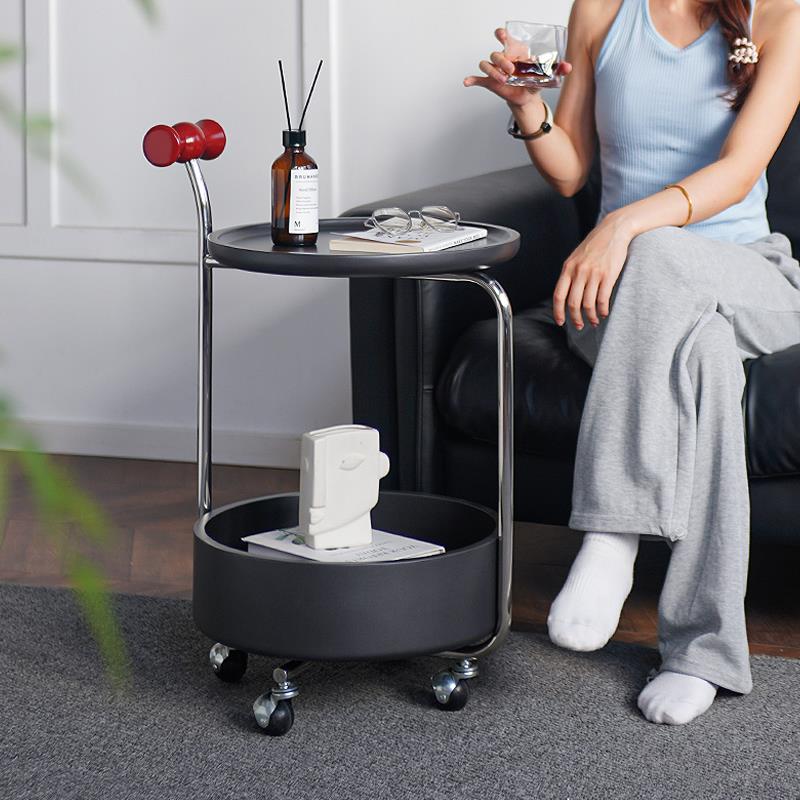 HACOSN沙轻奢可移动发边几角客厅不锈几钢糖果茶几小推室车卧床头