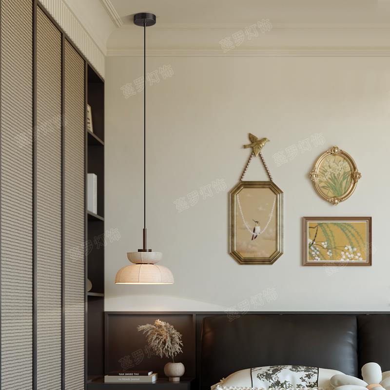 床设头吊灯卧室吊线灯日式餐计寂厅灯宅风屏风8121中古风师创意禅