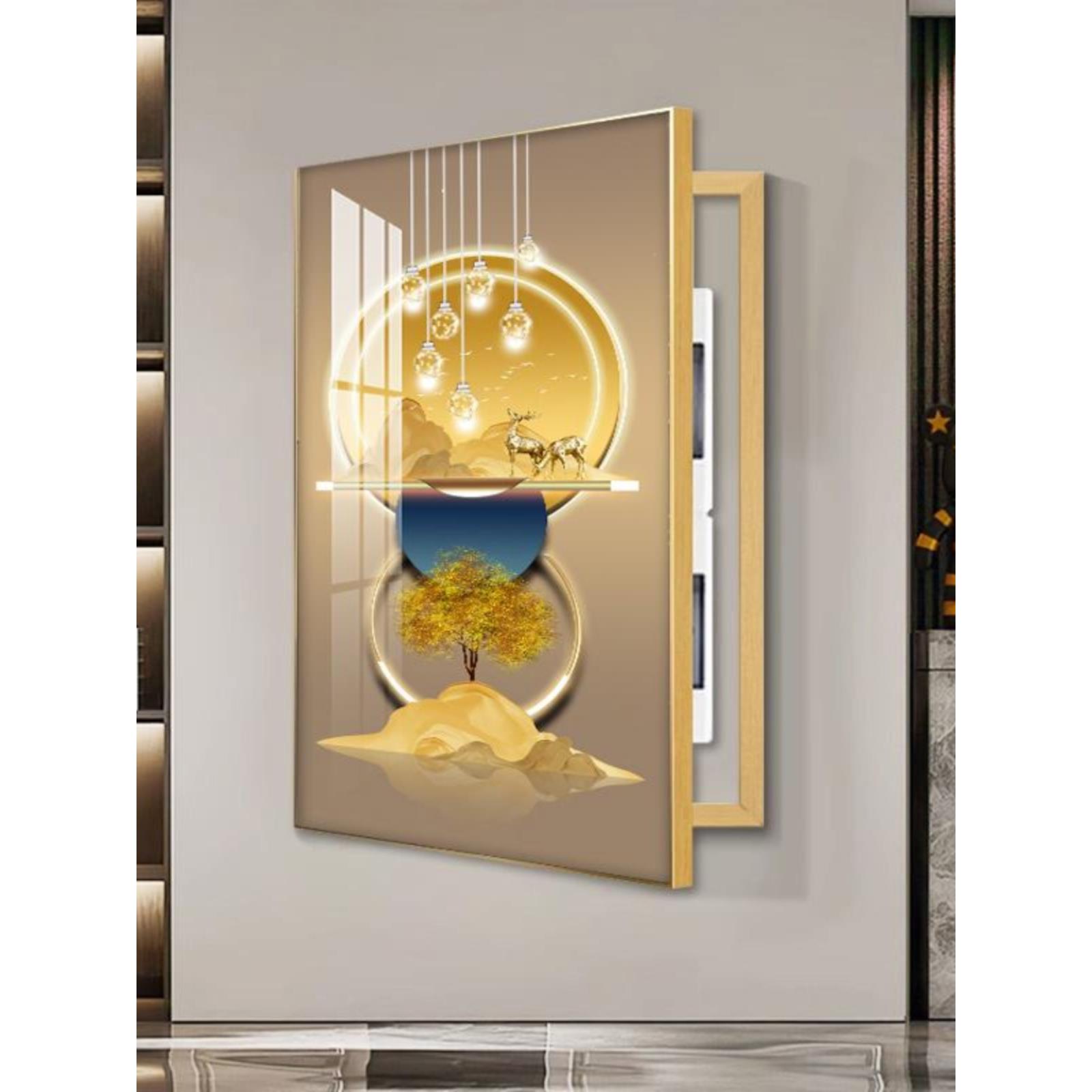 现代障无碍豪华箱装饰BME画冲孔垂直版配电箱壁画开关箱总开表关