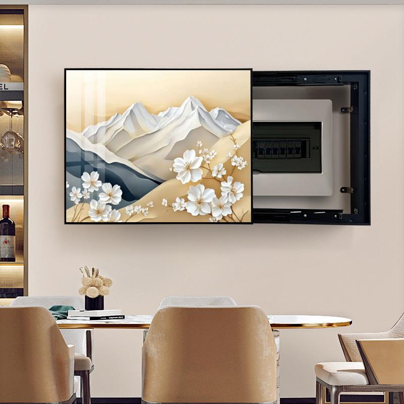 线加厚电表装饰画定制厚度天然表明气箱盒推拉轨道款MS202307遮挡