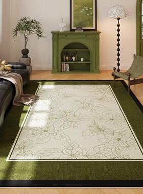 复古绿色客厅地毯卧室床水边沙发地K华青01打免洗可擦免理防防污