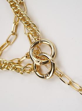 cX002颈hoker项炼男款辣妹风女锁骨嘻哈多甜层炼欧美金属炼条潮酷