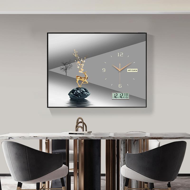 新款挂钟万年历画电表箱装饰轻配箱DX-2002-遮挡现代奢电电子钟挂