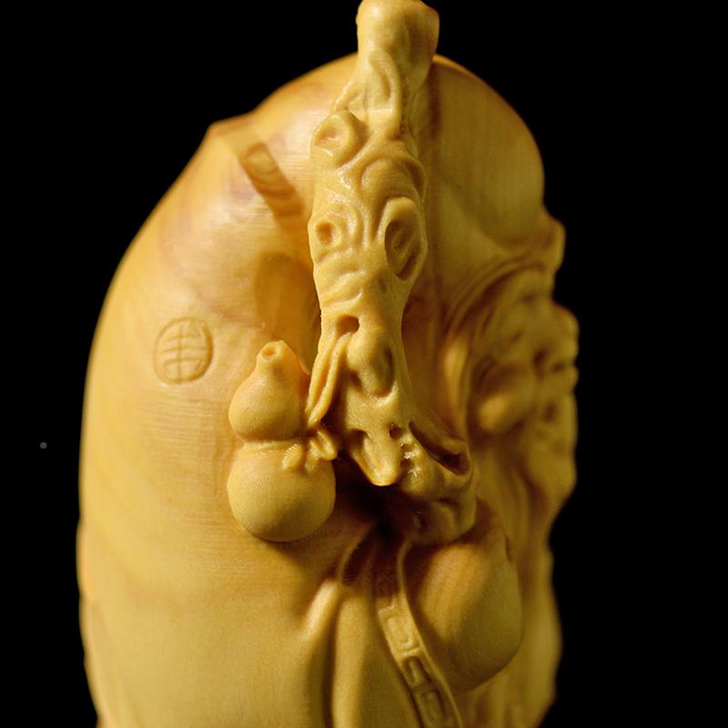 黄杨雕文玩手把件木寿居星家摆饰原创设计手工刻品送老人福OKG雕