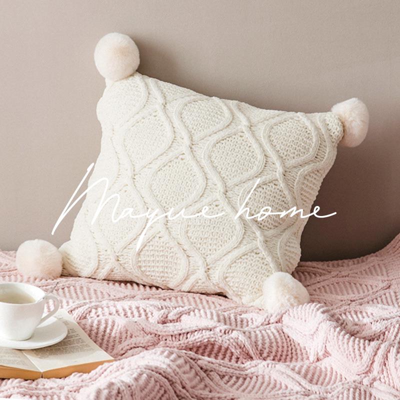 蔓越家球 北欧in女s风粉色球少抱NT-0743G枕织沙发客厅飘窗抱枕套