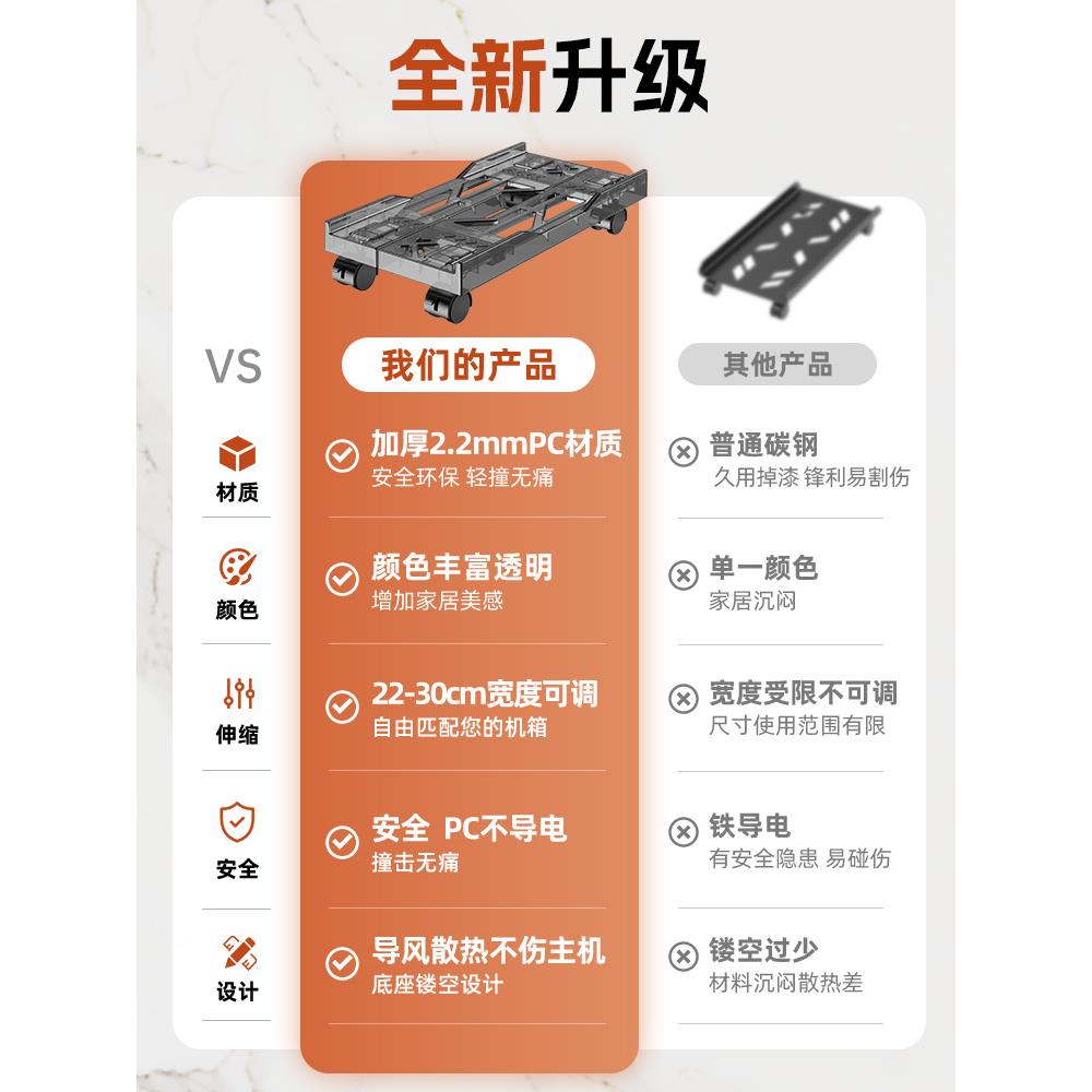 电主机托架架可动机箱主机箱托底座支带滑轮置物架家用台脑移式托