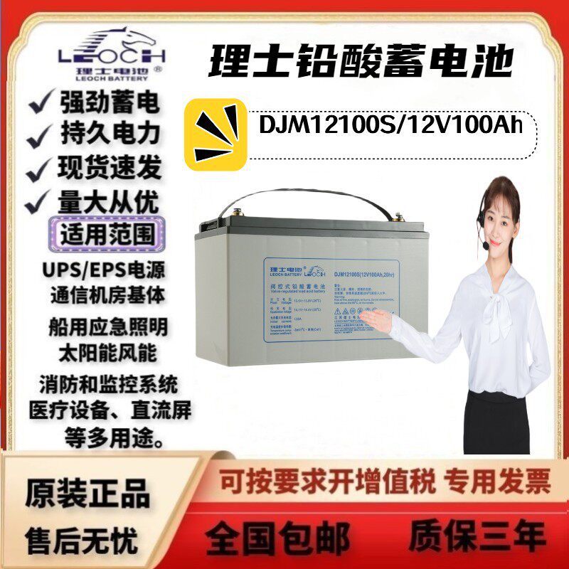 理士蓄电池DJM12100铅酸免维护12V100AH直流屏UPS/EPS电源专用
