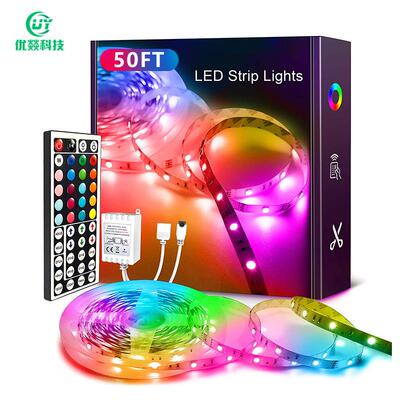 15M单卷5050RGB七彩灯条12V44键节日气氛装饰套装LED灯带