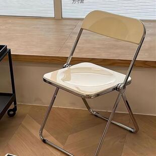 简易椅网红透明亚克力拍照化妆餐厅餐椅水晶靠背凳子in折叠椅子厂