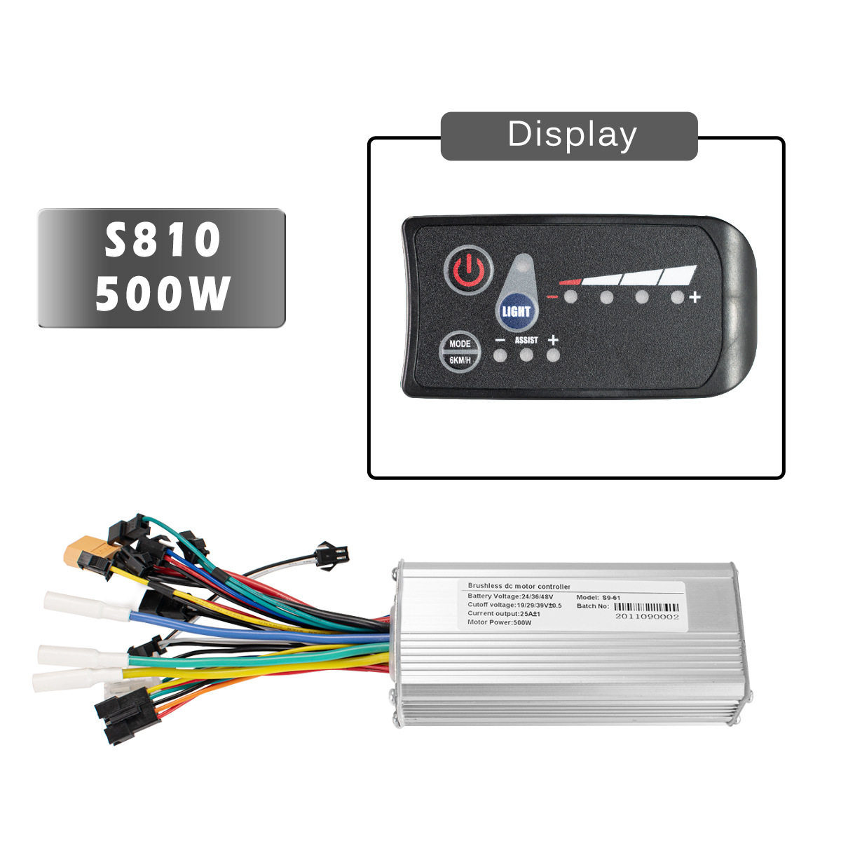电仪表控制器LED810224V-48V350W500W自行车锂电改装配件