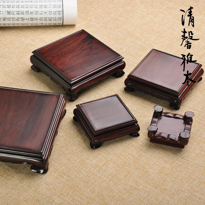红木器石印玉章摆件实木明式整木壶方形文玩奇花盆茶底座明式长方