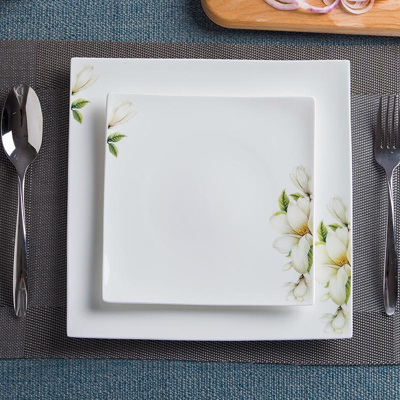 牛排盘子四方西盘骨瓷盘子义大利面 用面点心盘平盘陶HMO瓷餐具餐