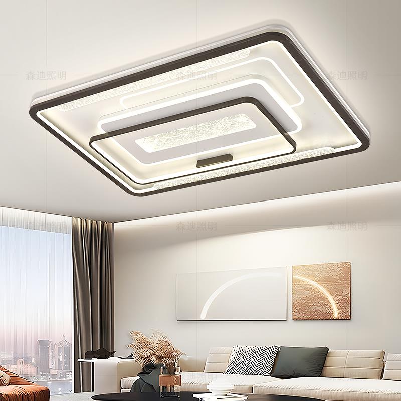 新客厅吸灯简约现代大气长方主灯高档款TQU餐厅卧室语音套餐顶灯