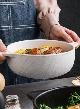 瓷双汤碗创意防烫白色简约大大碗日式泡耳陶面RT521 面碗家用容量