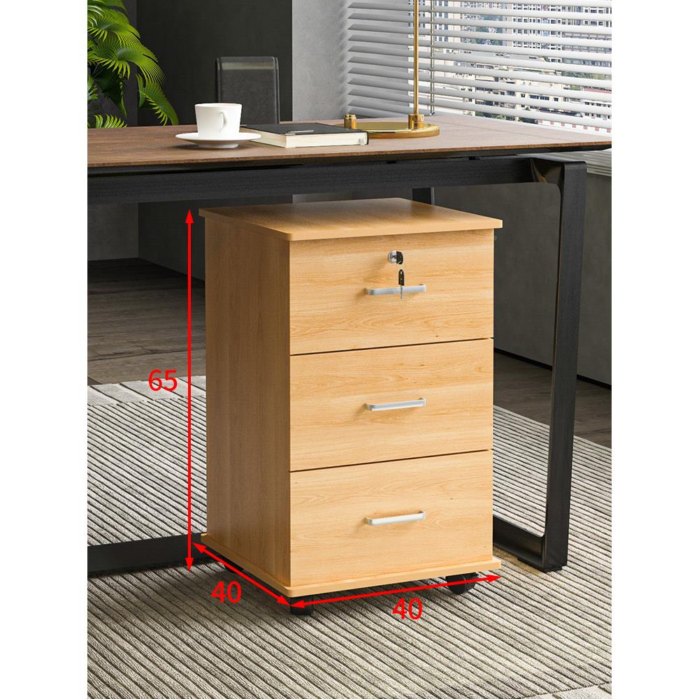 加高三抽动锁文件柜移65高木质带小柜储物柜办公室桌下抽无品牌/