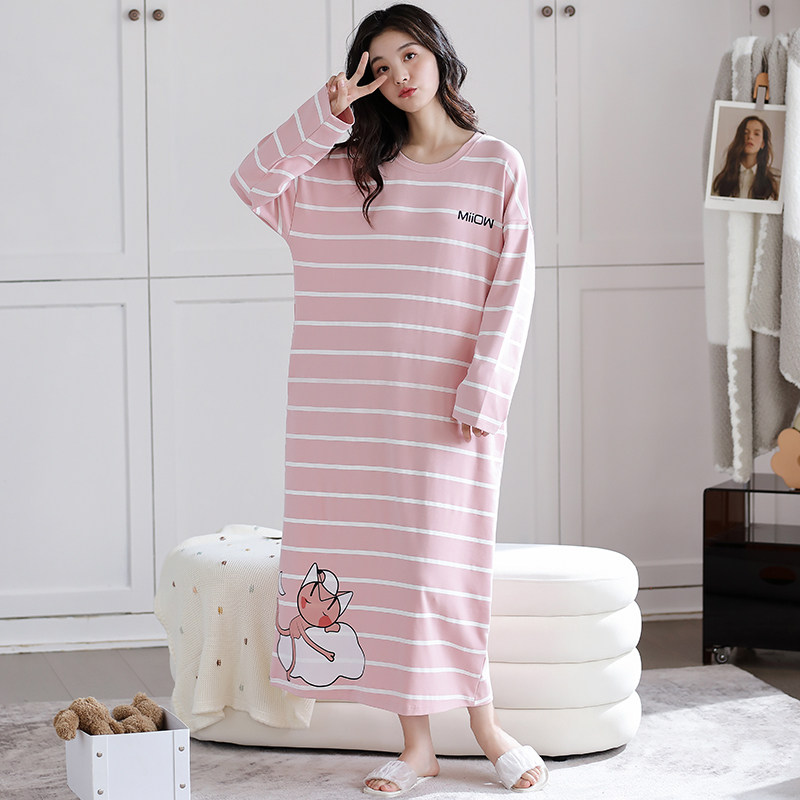 长裙到脚踝超长款睡衣秋冬女网红风纯棉家居服连衣裙春秋长袖睡裙