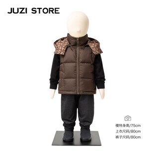 JUZI STORE童装羽绒服方格复古加厚连帽背心马甲男童女童1241401