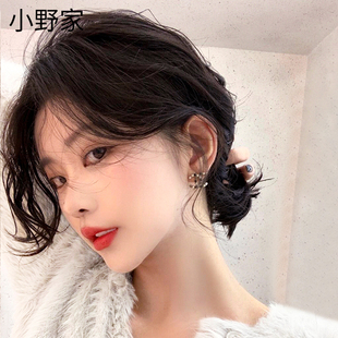 假发女夏短发偏分韩式 微卷蛋卷头圆脸网红造型蓬松真发自然短卷发