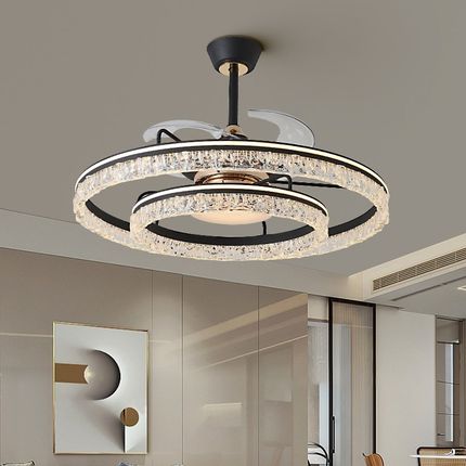 帕莎 隐形吊扇灯2025新款意式轻奢一体吊扇灯led客厅主灯套餐灯具