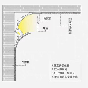 免吊顶悬浮灯槽明装石膏线回光槽反光灯槽免开槽顶角灯阴角洗墙灯