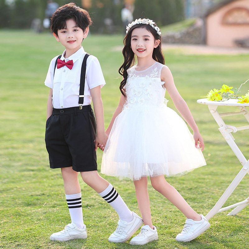 六一儿童演出服男童背带裤女童蓬蓬裙小学生幼儿园毕业照表演服装