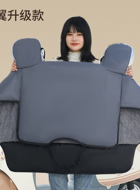 纯灰色电动车挡风被冬加绒加厚双面防风罩加大防水踏板摩托车2023