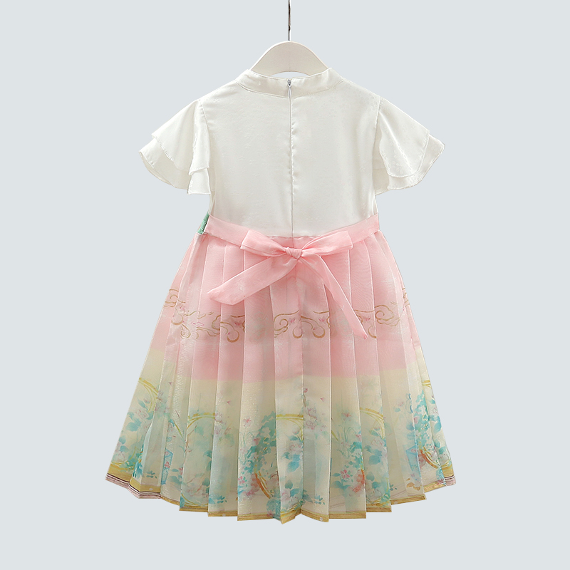 汉服女童夏装2025新款儿童装新中式连衣裙小女孩中国风马面裙短袖