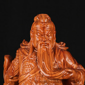 供奉关公雕像木雕摆件桃木关羽忠义武财神关二爷神像公司镇守家宅