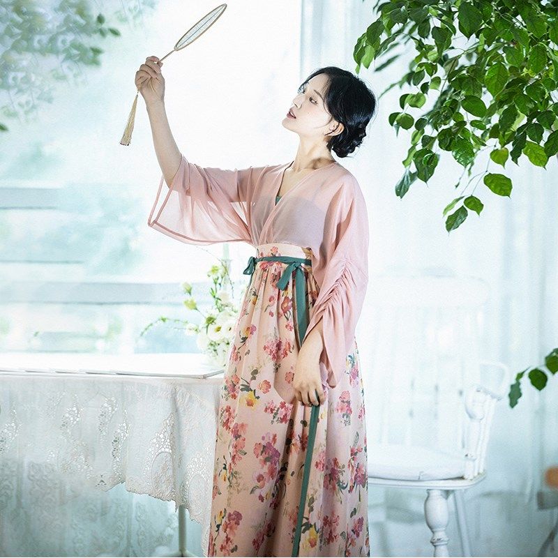 【春花弦】复古轻国风粉色开衫女2024夏季吊带打底一片式裹裙套装,女装/女士精品,时尚套装,淘宝优惠券,粉丝福利购,淘宝优惠卷