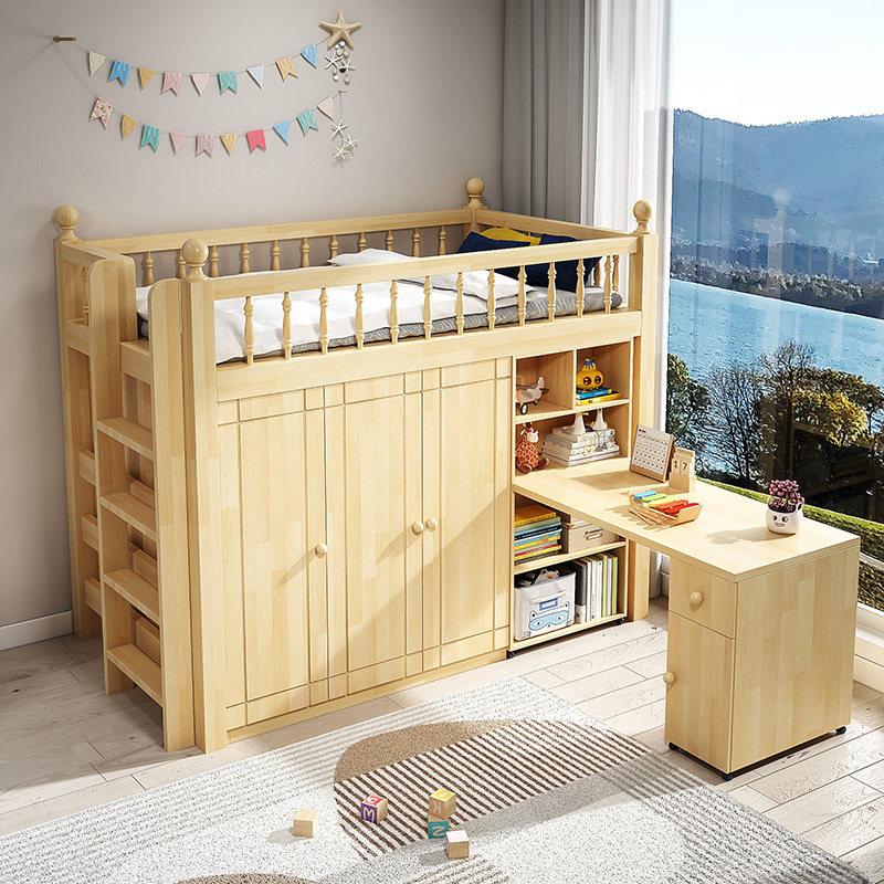 全实木儿童衣柜床带书桌上床下柜多功能小户型成人床办公学习储物,住宅家具,儿童床/儿童抽拉床,淘宝优惠券,粉丝福利购,淘宝优惠卷