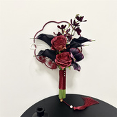 新中式 新娘手捧花晨袍接亲成品团扇婚纱摄影道具花束领证登记手捧