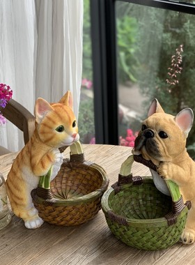 玄关收纳摆件美式家居饰品客厅装饰门口鞋柜上放钥匙小狗摆设