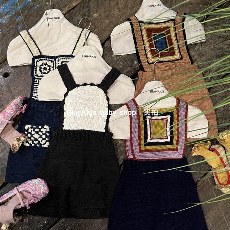 25秋冬新品 MP女童针织毛线衣打底衫百搭半身裙手工方块背带裙子