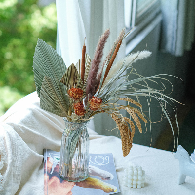 自然风轻奢干花花束佛塔花蒲扇蒲棒样板房卧室装饰品摆件花艺组合