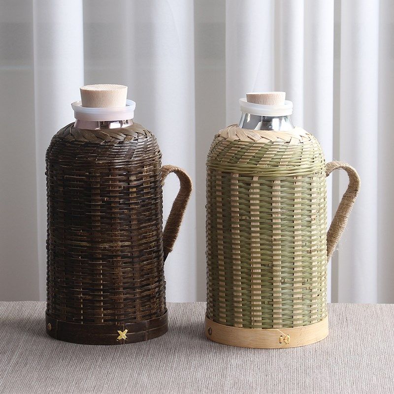 老式暖壶纯手工竹编保温瓶保温壶家用热水壶复古民国电视玻璃内胆