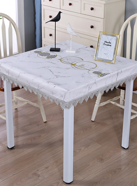 欧式新款防水正方形烤火桌皮套茶几耐脏免洗防水防油防烫水溶花边