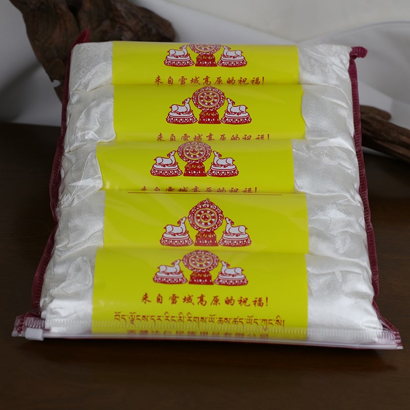 三米长高规格真丝哈达 八吉祥藏族饰品花纹藏传用品礼仪 白色