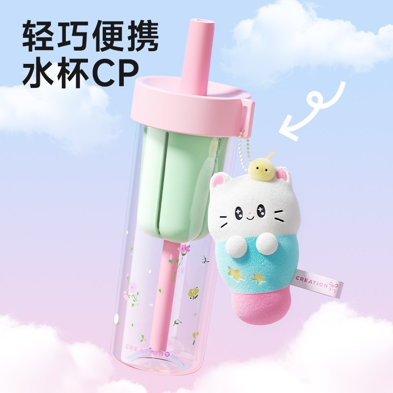 万兀水杯吸管杯大容量新款可爱高颜值女生杯子玩偶配件收纳图片