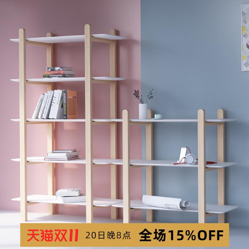 森川家具北欧书架简约学生实木书柜落地置物架创意陈列架简易书房