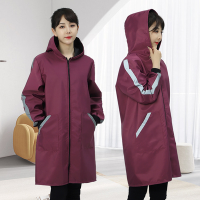 防水罩衣女冬季工作服男加绒加厚厨房罩衣长款围裙大人干活穿大褂