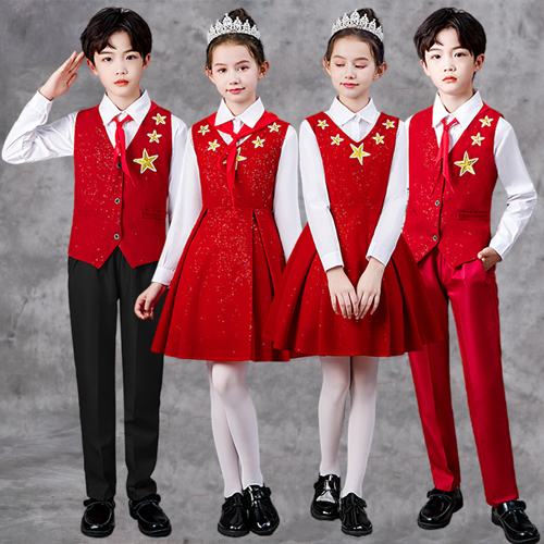 元旦儿童合唱服中小学生团体表演男女童红领巾演讲诗歌朗诵演出服
