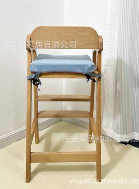 榉木儿童餐椅实木升降宝宝成长座椅家用吃饭学习桌加高凳子多功能