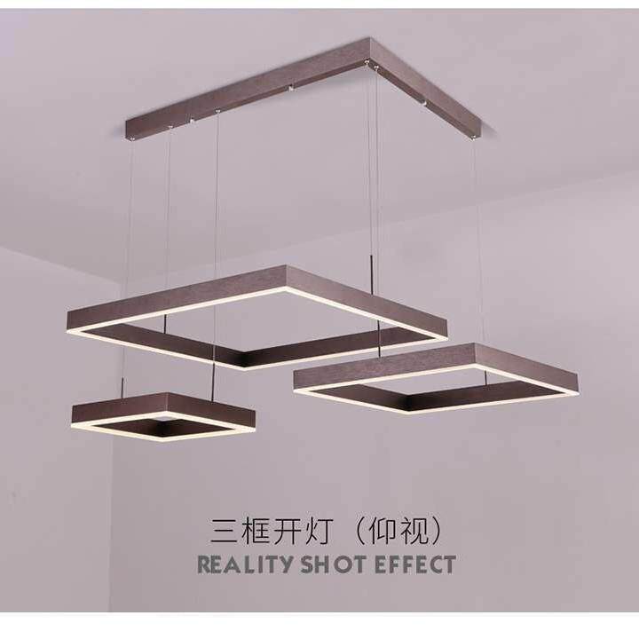 铝材led客厅灯吊灯2023新款北欧创意方形家用餐厅灯中山灯具智能