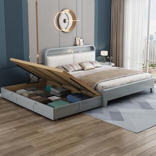 子母拖床隐藏实木床1.5米榻榻米气压双人床分床折叠床带抽屉