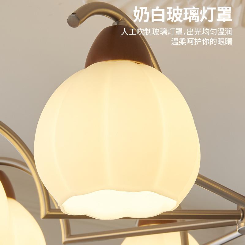 法复古中国风厅吊灯美餐厅中式703古风卧室胡桃木客玻璃灯中式山