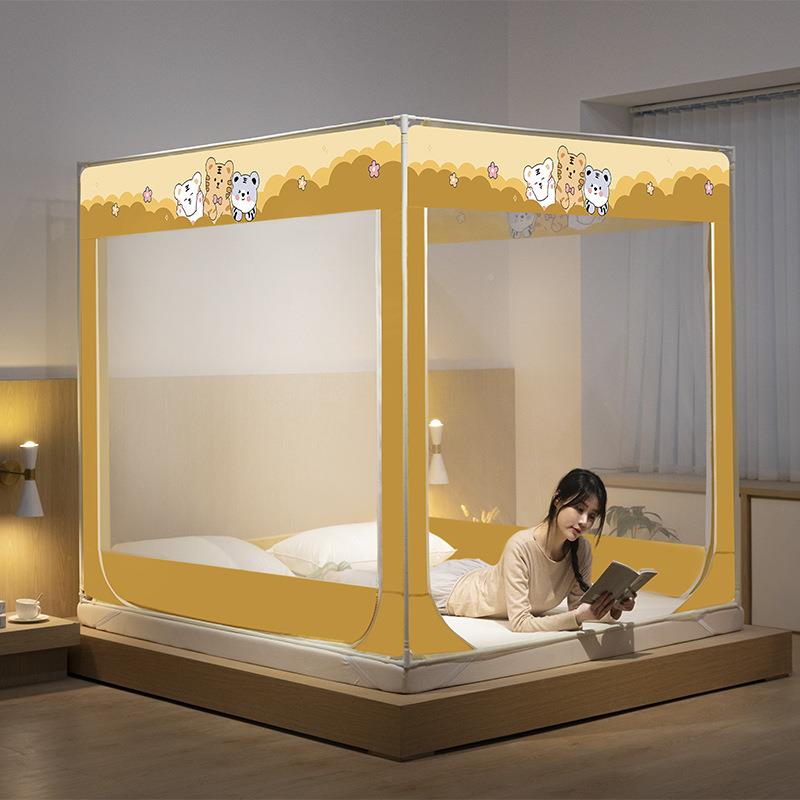 新款防蚊帐免安装家用古包回底6556322款三开摔门床坐蒙蚊帐床帘